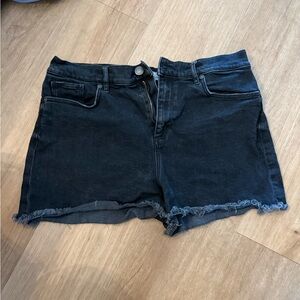 LOFT Black Jean Shorts with Frayed Hem